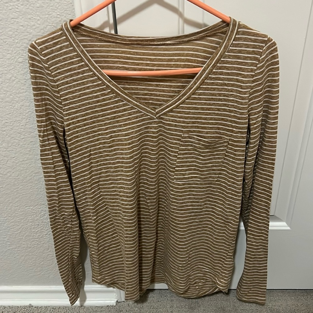 Striped Gold and White long sleeve tee